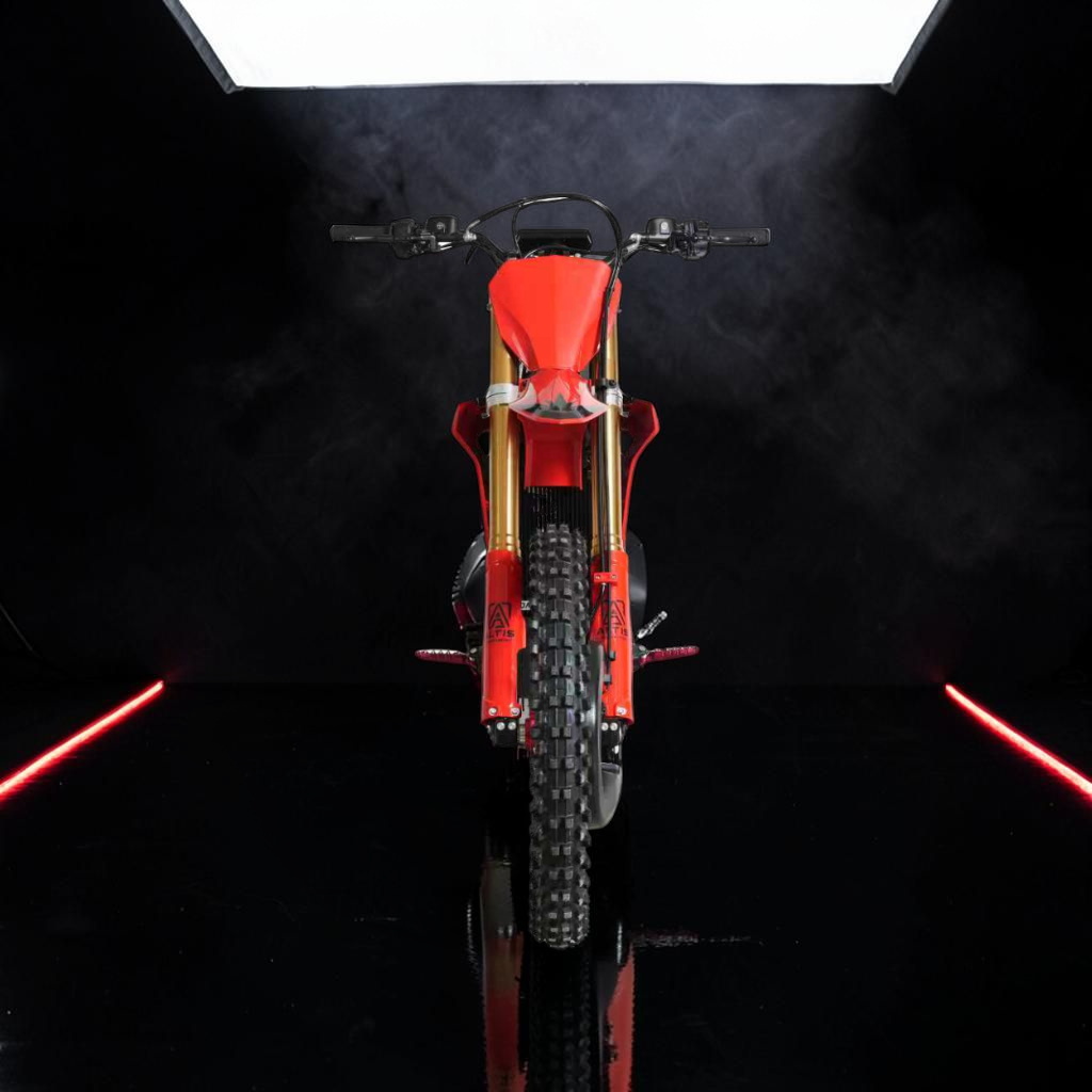 Altis Omega front view in dark studio with red LED accents