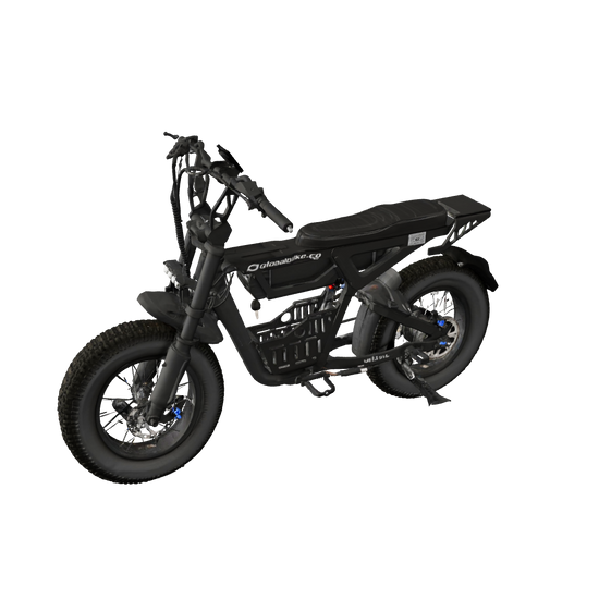 Malibu electric commuter bike in black with fat tires and a large utility frame.