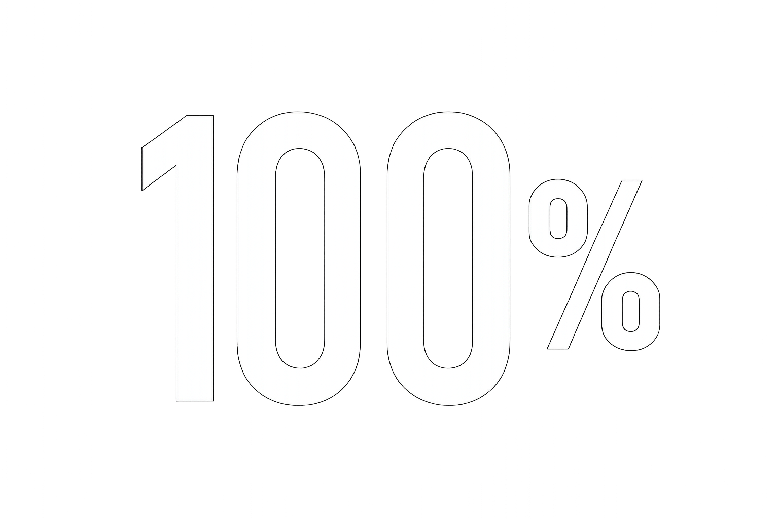 white icon on transparent background of the number 100 and the symbol %